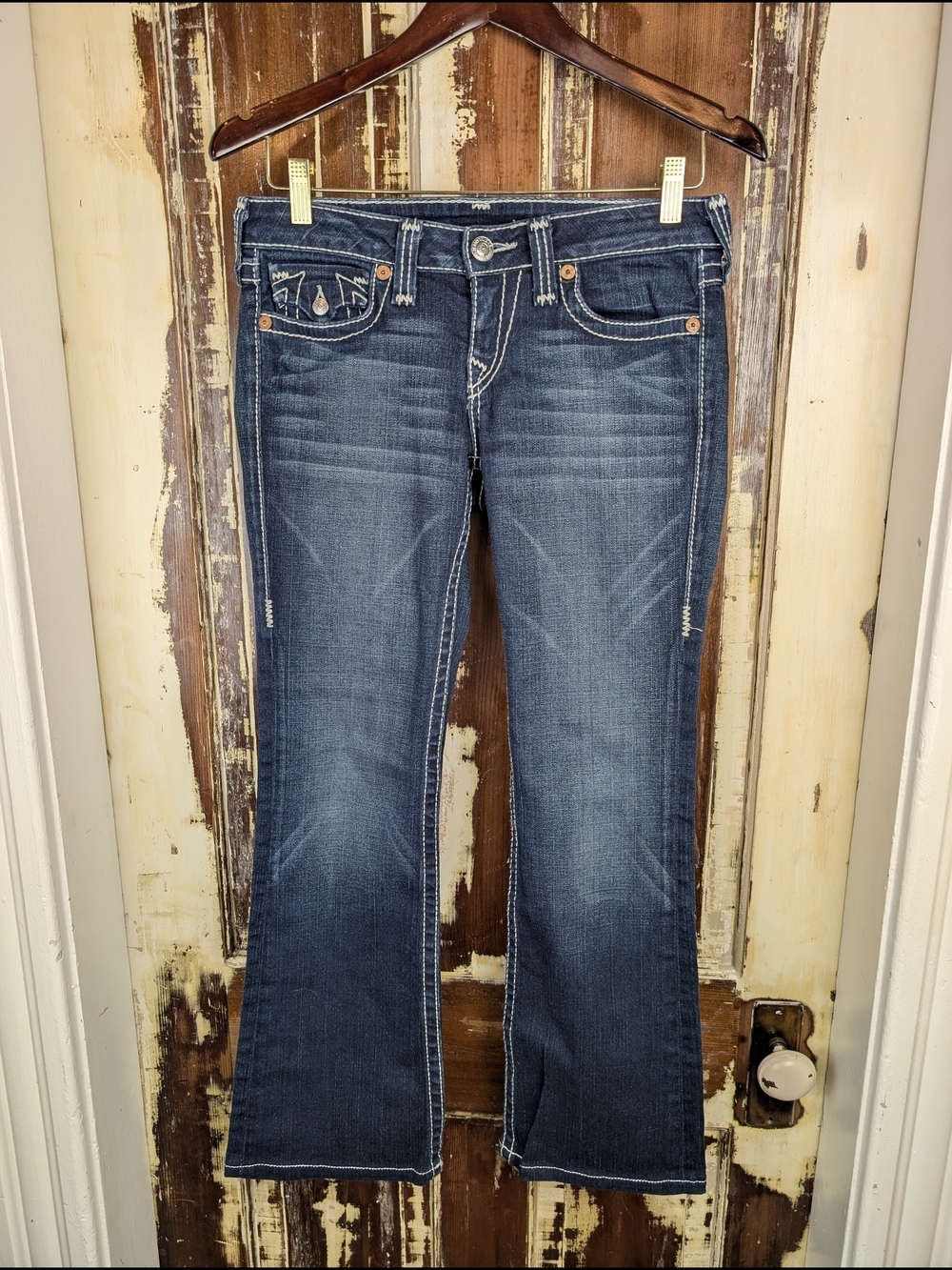 True Religion Becky Low Rise Bootcut Jeans 29 Made USA Y2K Western Denim - Picture 1 of 11
